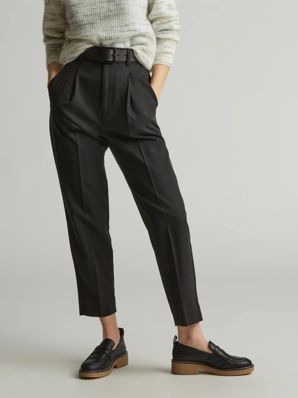 New Everlane Women The Tencel Way High Taper Black Pants Size 2